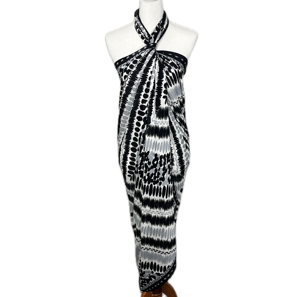 Vera Bradley Accessories - Vera Bradley Midnight Tribal Black Print Oversized Scarf Sarong Swim Cover Up OS